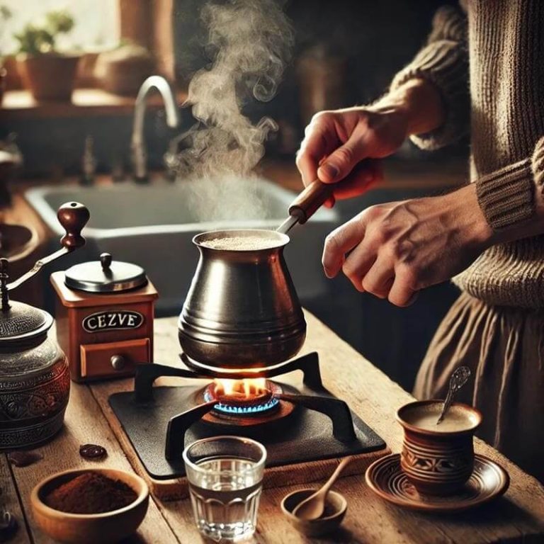 طرز تهیه قهوه ترک روی گاز با شیر جوش